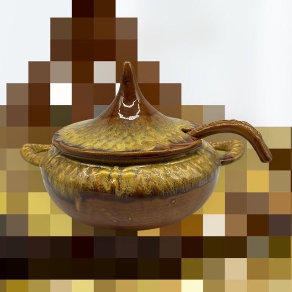 Marcia of California Pottery Vintage USA Drip Glazed Soup Tureen MCM Serveware - Picture 5 of 16